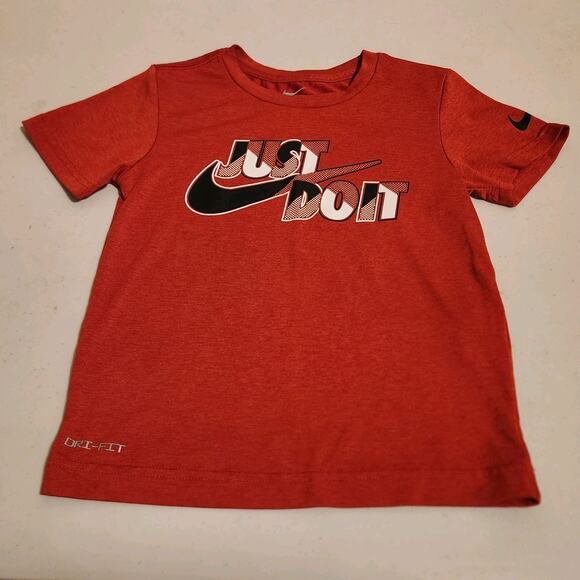 Nike Boys Sz S/5 Dri-Fit Short Sleeved T-shirt Just Do It Grey And Red Lot Of 2 - Picture 5 of 10